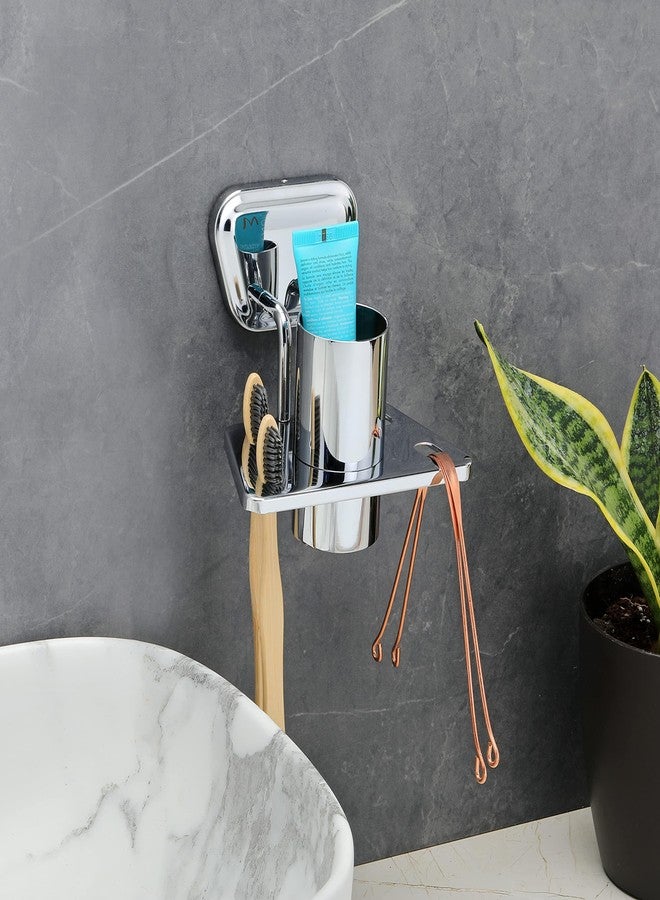 فورتون حامل أكواب من الفولاذ المقاوم للصدأ من الدرجة 304 من FORTUNE للحمام/حامل فرشاة أسنان/حامل معجون أسنان/إكسسوارات الحمام - طلاء كروم (عبوة من قطعة واحدة) - Image 5